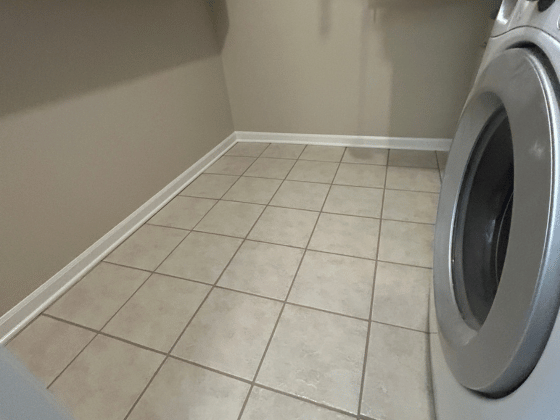 Ceramic tile flooring with refreshed grout lines