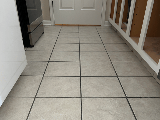 Stained grout with discoloration